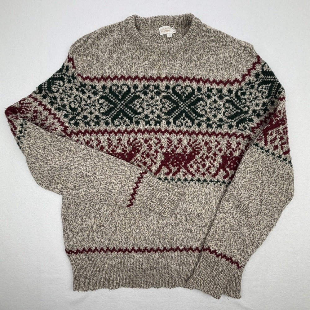 Vintage Brooks Brothers Brooksgate Mens Reindeer Wool Blend Sweater Large